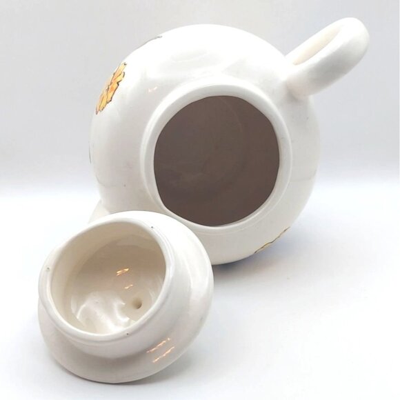 Vintage Handpainted Ceramic Pansy Floral Teapot W/ Lid Spring 1970s Cottage - Picture 6 of 7